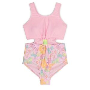 NEW 🆕 Justice Pink Floral Cutout Swimsuit size 12/14 years